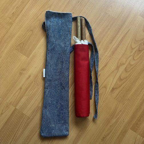 Bag for kendo referee flags in a traditional japanese pattern.