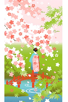 Tenugui Geisha scene